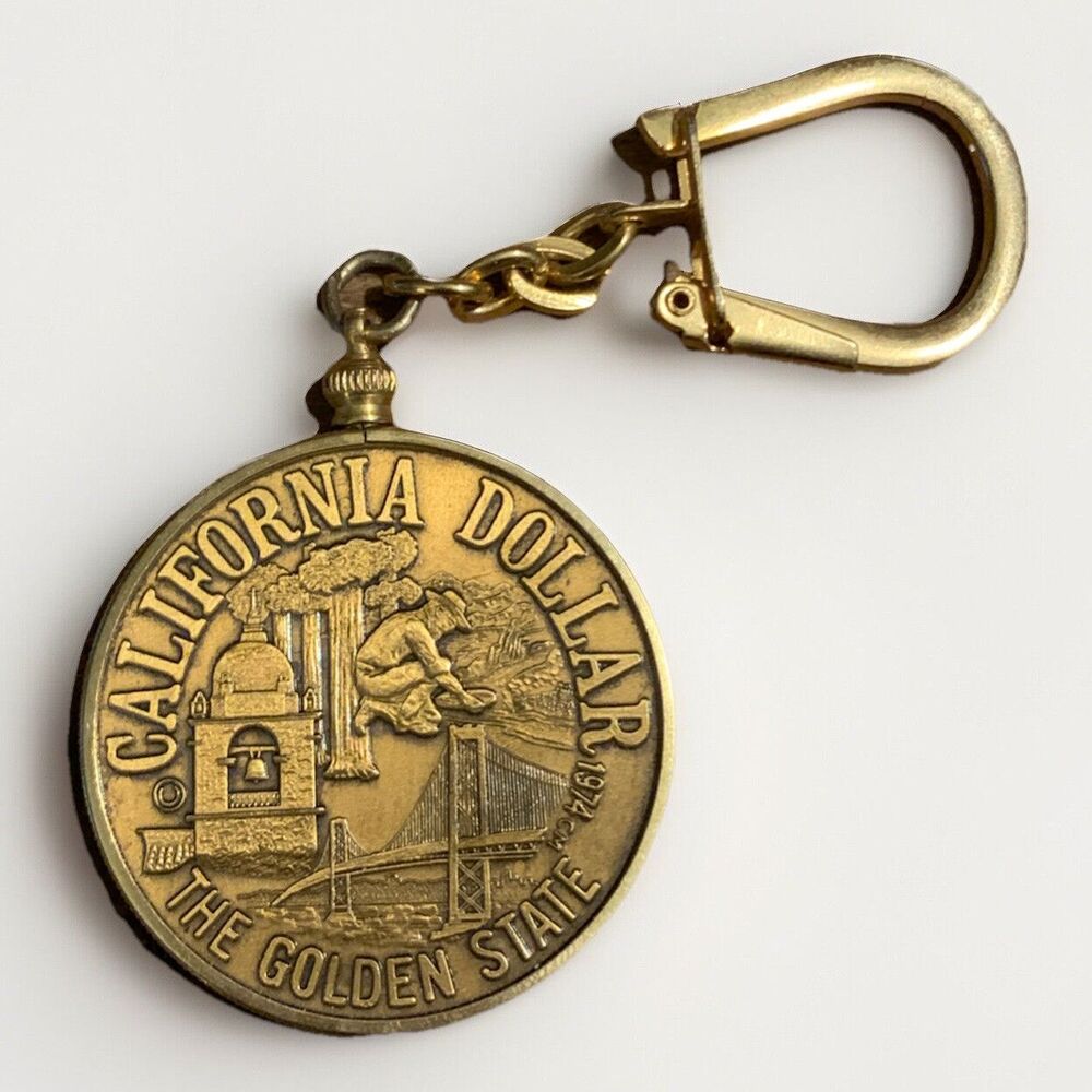 California Dollar Copper Coin Vintage Keychain - The Golden State - Eureka